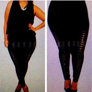 NEW!! Black leggings with shoe string tied details